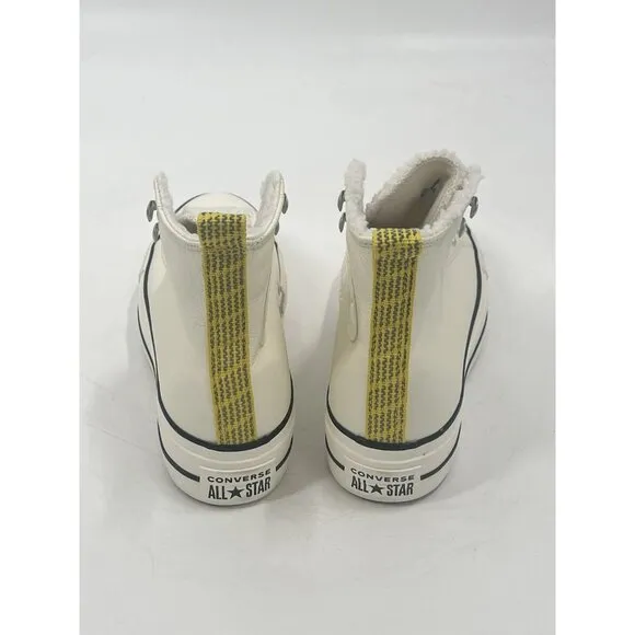 Converse White Leather Platform High Tops Sherling Lined Sneakers Womens 7.5