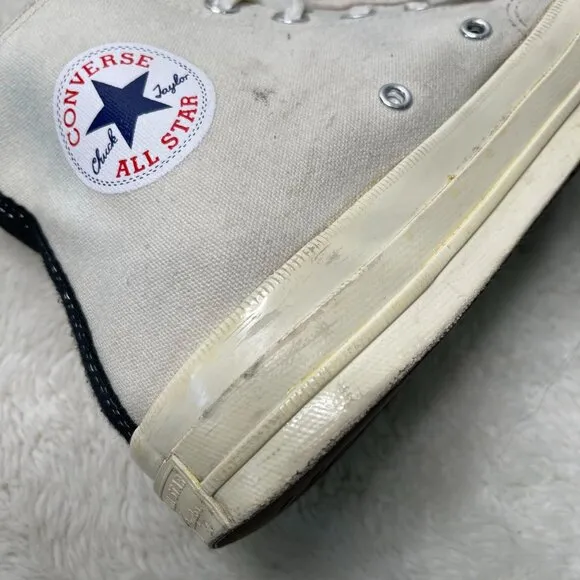 Converse x Comme des Garcons Men’s White Play Chuck 70 Lace Up High Sneaker 10