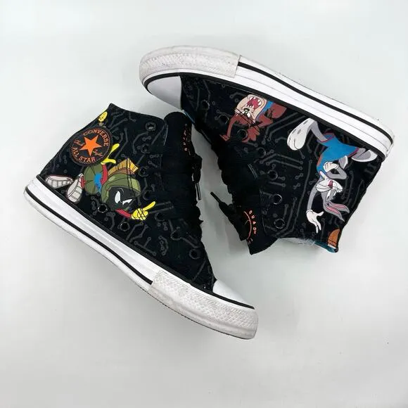 Converse x Space Jam Chuck Taylor All Star High Top Shoe Black Youth Size US 2.5