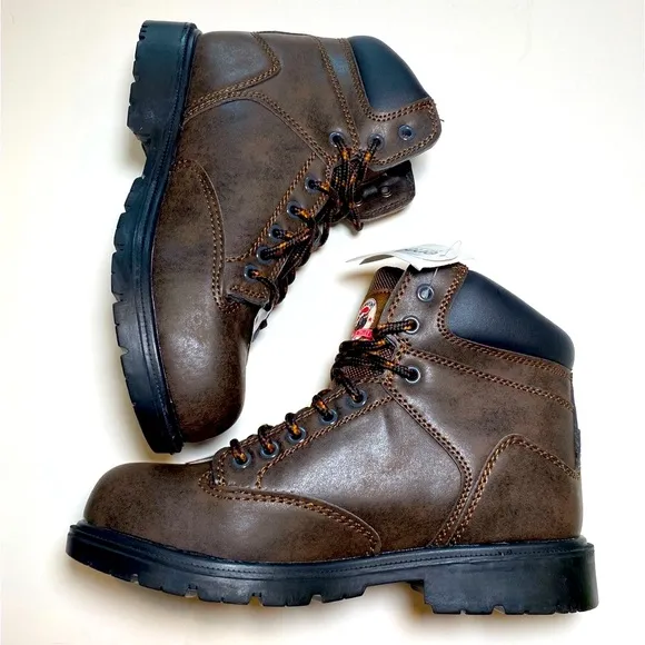 COPY - NWT  Brahma Men's Work Boots Brown Steel Toe Slip &amp; Oil Resistant Sz 5.5