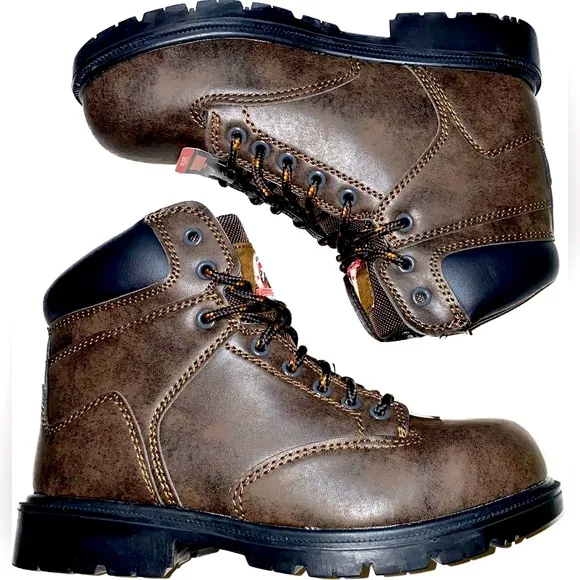 COPY - NWT  Brahma Men's Work Boots Brown Steel Toe Slip &amp; Oil Resistant Sz 5.5