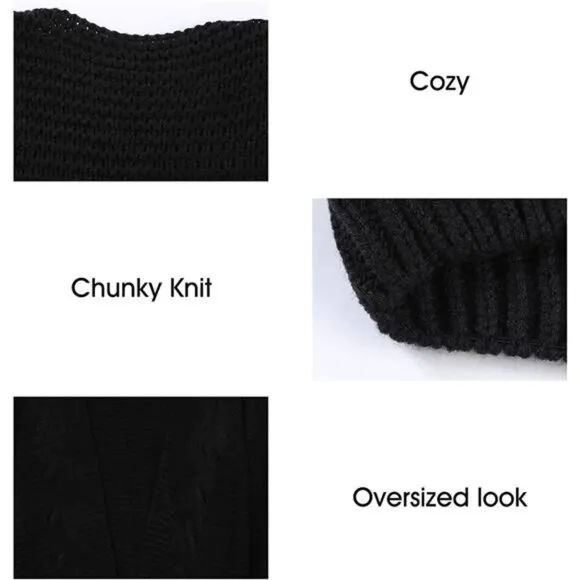 COPY - Women's Open Front Long Sleeve Chunky Knit Cardigan Sweaters Loose Outwe…