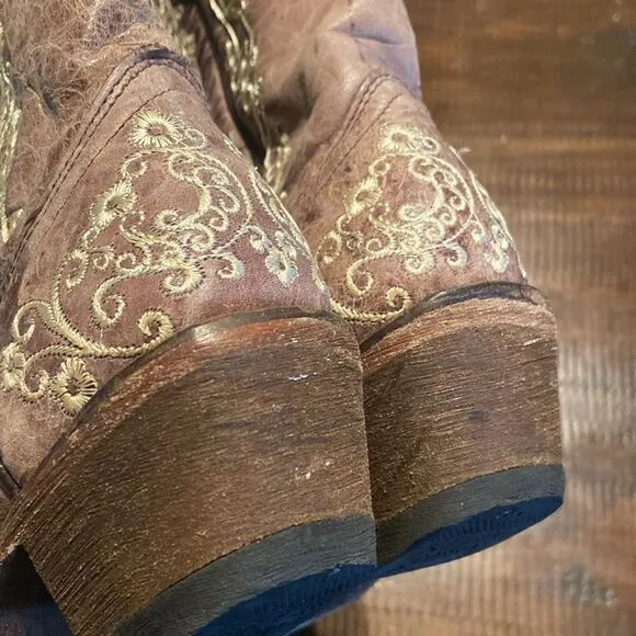 CORRAL KIDS' EMBROIDERED SQUARE TOE WESTERN BOOTS