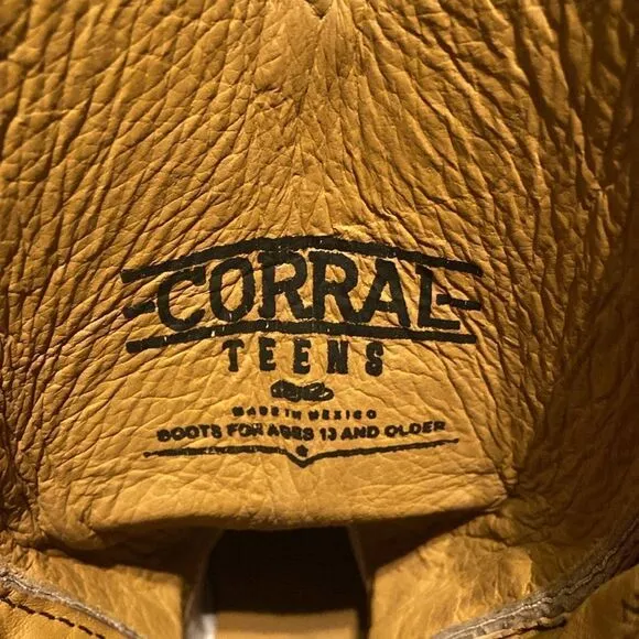 CORRAL KIDS' EMBROIDERED SQUARE TOE WESTERN BOOTS