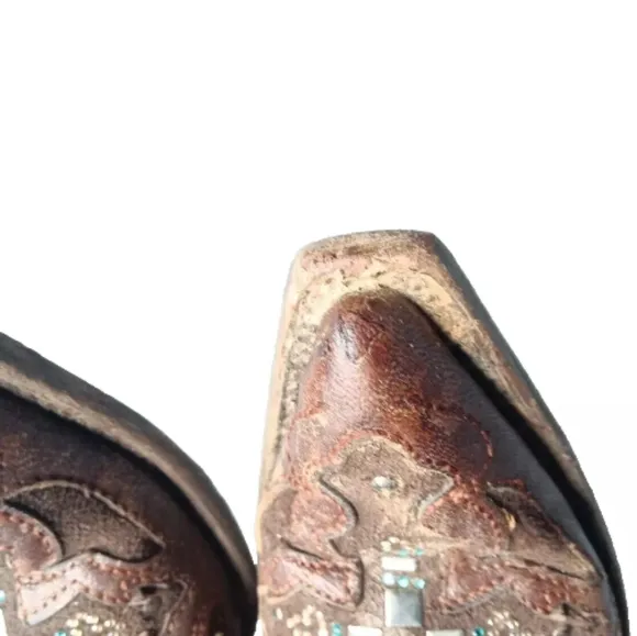 CORRAL Python Crystal Cross Pointed Toe Cowgirl Boots C1104 Women's Size 7.5