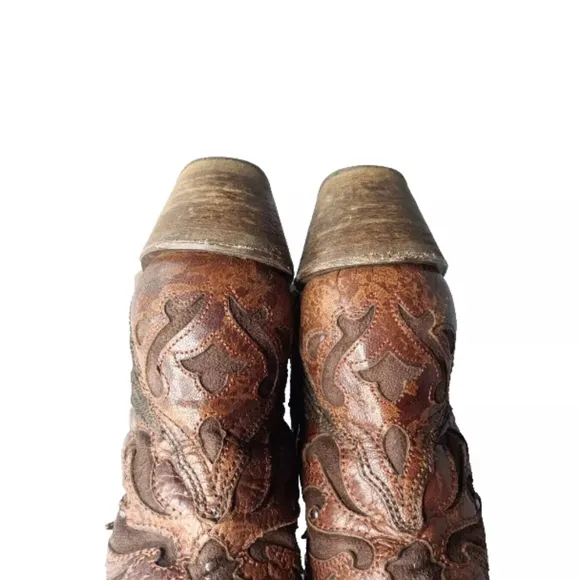 CORRAL Python Crystal Cross Pointed Toe Cowgirl Boots C1104 Women's Size 7.5