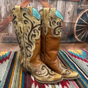 Corral Sequin Inlay Snip Toe Boots