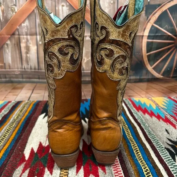 Corral Sequin Inlay Snip Toe Boots