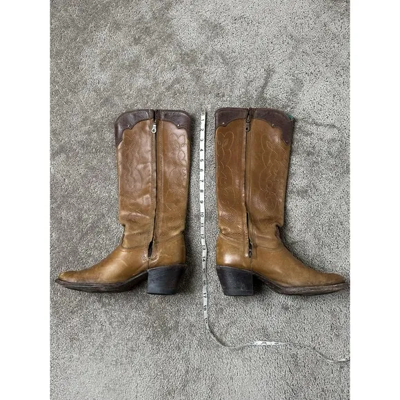 Corral VTG Brown Embroidery‎ Studs Leather Round Toe Western Boots Womens 8 M