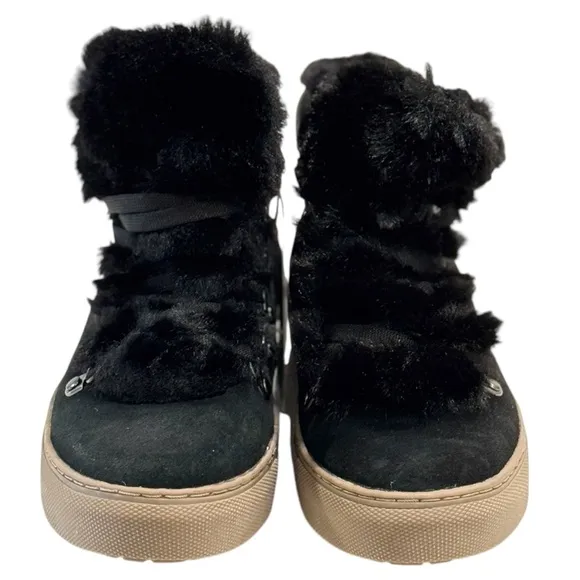 COUGAR Daniel Black Suede with Fur Trim and Lace-Up Winter Boot | US 6 | EU 36