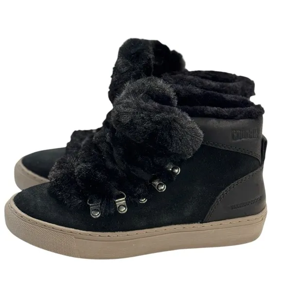 COUGAR Daniel Black Suede with Fur Trim and Lace-Up Winter Boot | US 6 | EU 36