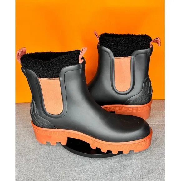 Cougar Ignite Waterproof Winter Boot Black Orange Faux Fur Size 7 EU 37