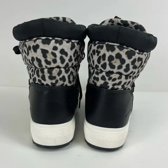 Cougar Wink Boots Womens Size 6 Gray Black Leopard Lace Up Waterproof NWT