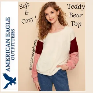 Cozy Fleece Sherpa Pullover Long Sleeve Shirt Rose Pink Mauve Brown Size XLarge