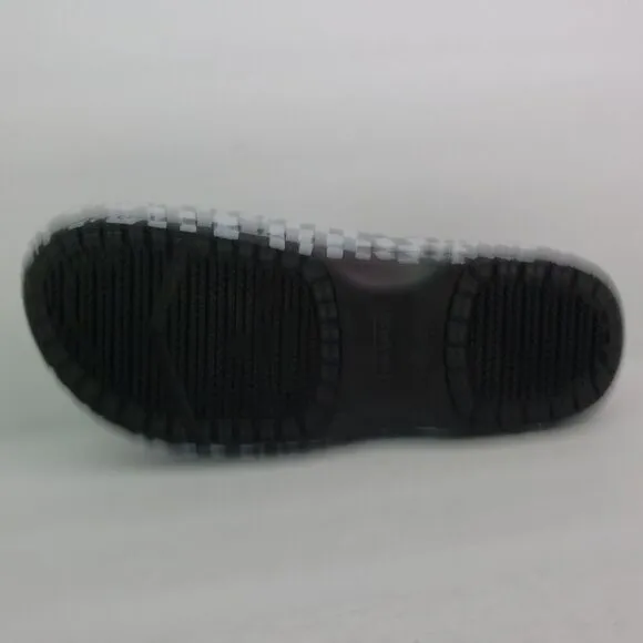 Crocs Adult On The Clock Mens Size 12 Black White Graphic SlipOn Clog Work Shoes