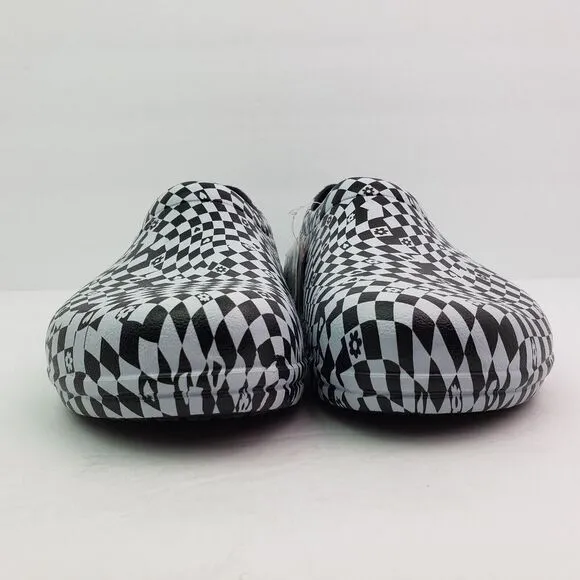 Crocs Adult On The Clock Mens Size 12 Black White Graphic SlipOn Clog Work Shoes