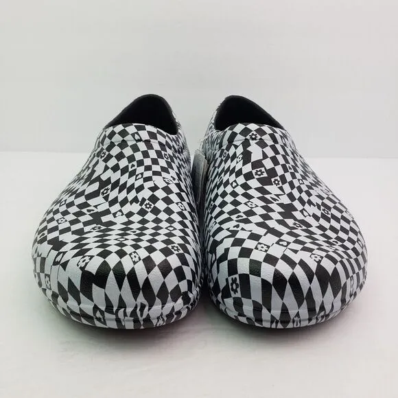 Crocs Adult On The Clock Mens Size 12 Black White Graphic SlipOn Clog Work Shoes