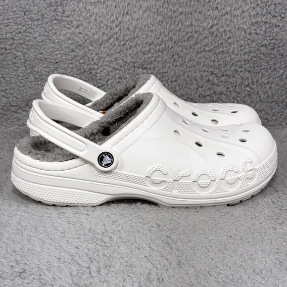 Crocs Baya Lined Mens Size 10 Slip On Clog Shoes White Comfort 205969-11Η