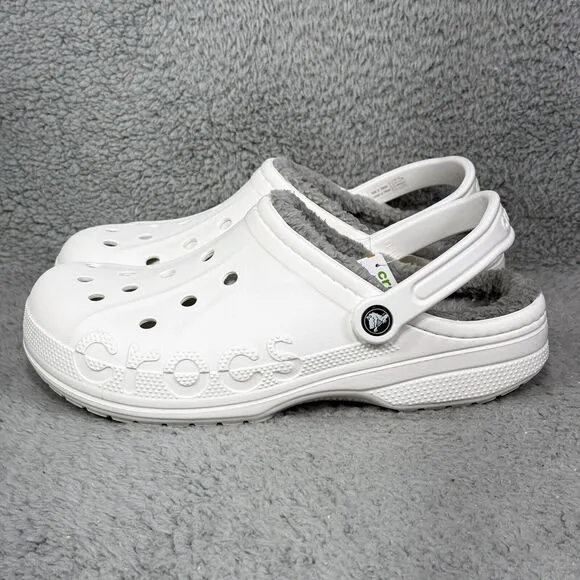 Crocs Baya Lined Mens Size 10 Slip On Clog Shoes White Comfort 205969-11Η