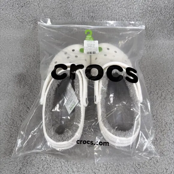 Crocs Baya Lined Mens Size 10 Slip On Clog Shoes White Comfort 205969-11Η