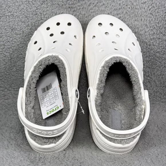 Crocs Baya Lined Mens Size 10 Slip On Clog Shoes White Comfort 205969-11Η