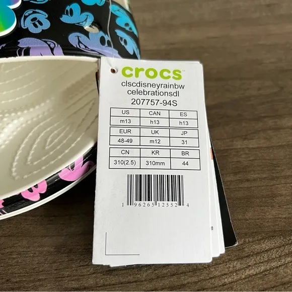 Crocs Comfort Disney Classic Rainbow Celebrations Men's Sandal Size 13 #B1803