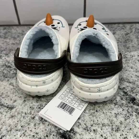Crocs Disney Frozen Olaf Fleece Lined Shoes Clog Classic  Size C 9 White Snowman