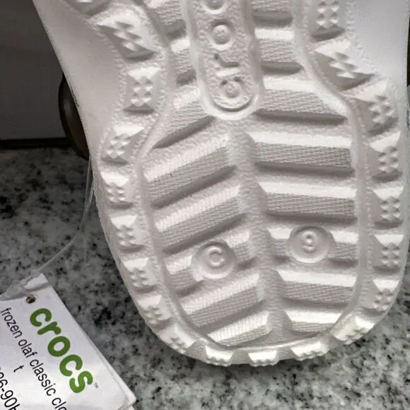 Crocs Disney Frozen Olaf Fleece Lined Shoes Clog Classic  Size C 9 White Snowman