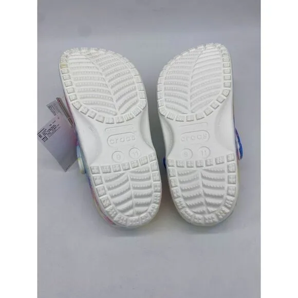 Crocs Tie Dye Mens 9 Women 11 Yellow Multi Color Slip On Clogs Shoes Comfort NEW