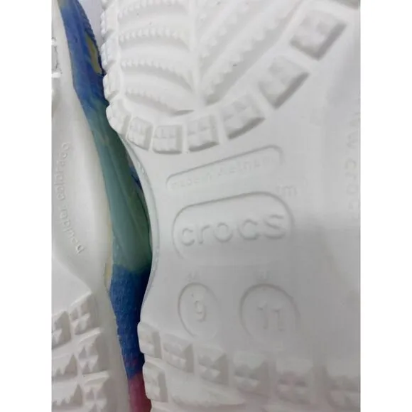 Crocs Tie Dye Mens 9 Women 11 Yellow Multi Color Slip On Clogs Shoes Comfort NEW