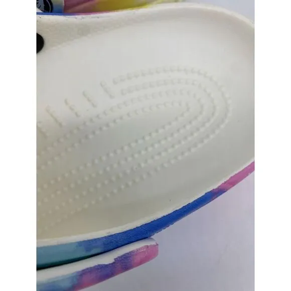 Crocs Tie Dye Mens 9 Women 11 Yellow Multi Color Slip On Clogs Shoes Comfort NEW