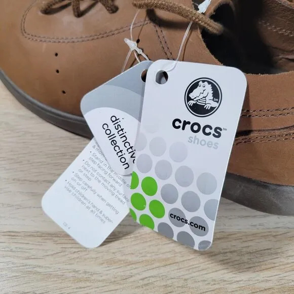 CROCS Venture Brown Leather Walking Shoes Mens Size 7 Chocolate Sneakers Comfort