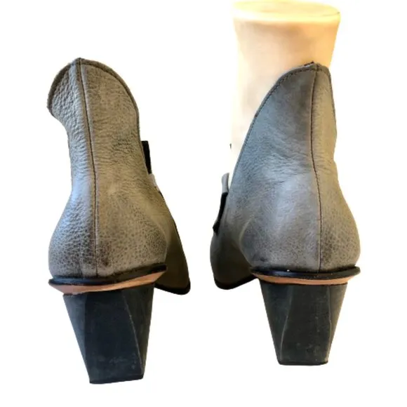 Cydwoq Gray Leather Hand Crafted Booties Heels Boots Victorian Swoop