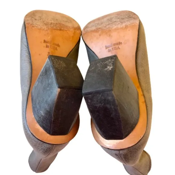 Cydwoq Gray Leather Hand Crafted Booties Heels Boots Victorian Swoop