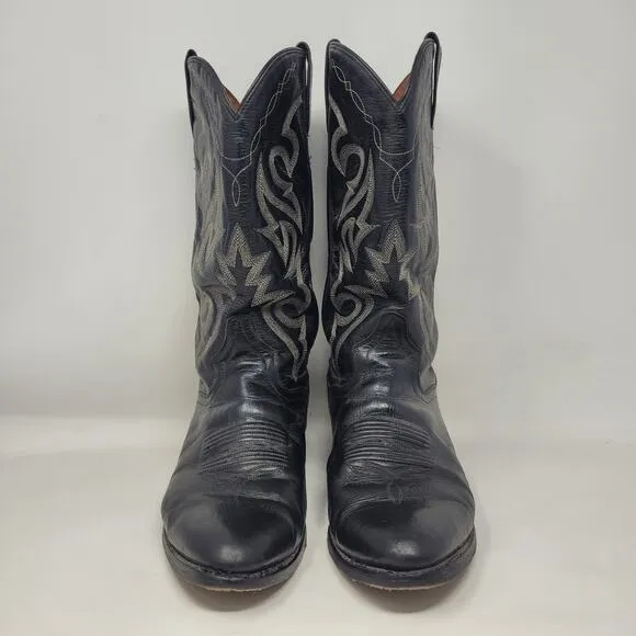Dan Post Boots Mens 9D Black Leather Milwaukee Round Toe Western Cowboy DP2110