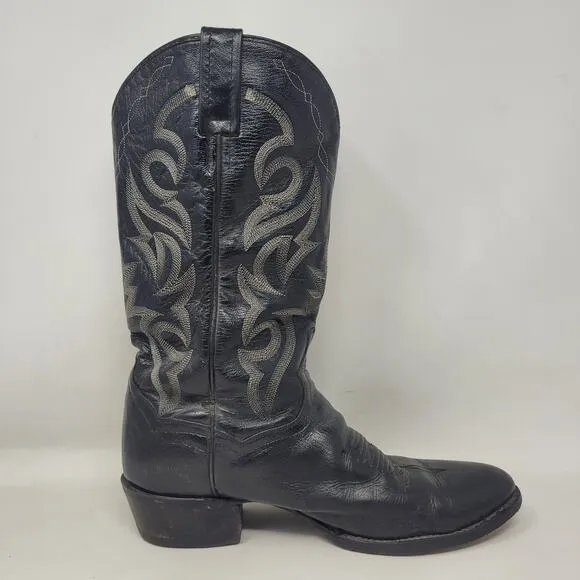 Dan Post Boots Mens 9D Black Leather Milwaukee Round Toe Western Cowboy DP2110