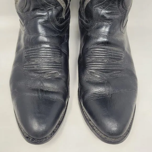 Dan Post Boots Mens 9D Black Leather Milwaukee Round Toe Western Cowboy DP2110