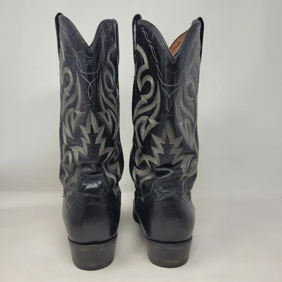 Dan Post Boots Mens 9D Black Leather Milwaukee Round Toe Western Cowboy DP2110