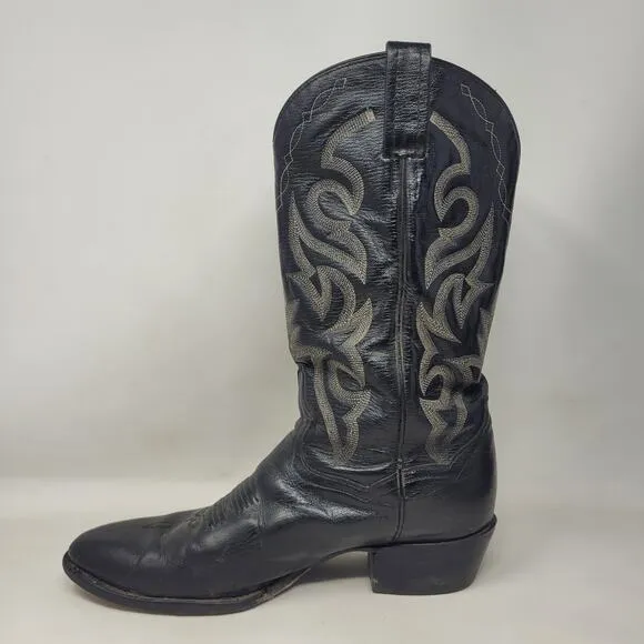Dan Post Boots Mens 9D Black Leather Milwaukee Round Toe Western Cowboy DP2110