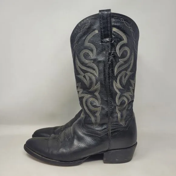 Dan Post Boots Mens 9D Black Leather Milwaukee Round Toe Western Cowboy DP2110