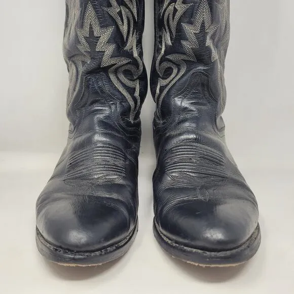 Dan Post Boots Mens 9D Black Leather Milwaukee Round Toe Western Cowboy DP2110