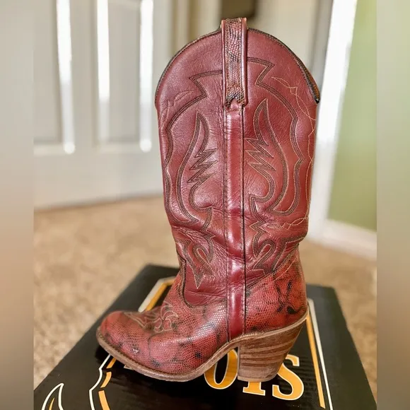 Dan Post Vintage Western Boots DP3464 Lad Bay Dirty Bull 13 Snip Toe | Size 7