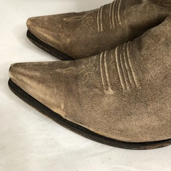Dan Post Western Boots Womens 9 Brown Stars &amp; Moon Inlay Distressed Snip Toe