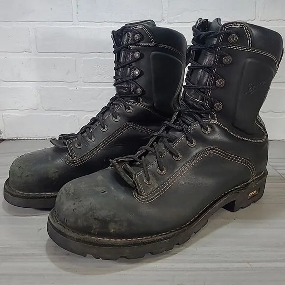 DANNER QUARRY 8&quot; Black AT 14546 Steel-Toe Boots  Pre-Owned Sz 13 D