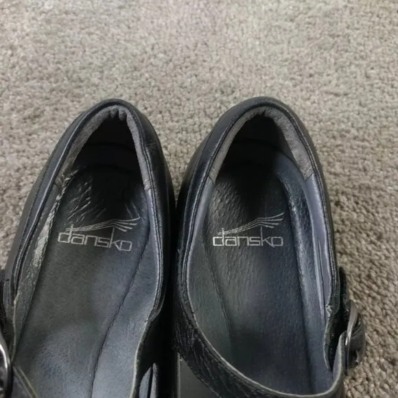 Dansko Fawna Mary Jane Womens 38 EU Comfort Shoes Black Leather Wedge Casual