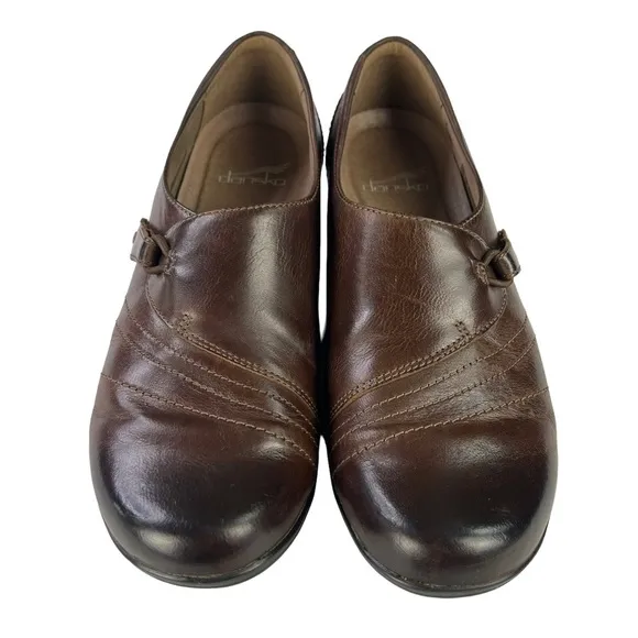 Dansko Franny Brown Milled Nappa Leather Slip On Comfort Shoes Womens Size 7.5-8