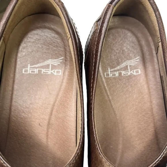 Dansko Franny Brown Milled Nappa Leather Slip On Comfort Shoes Womens Size 7.5-8