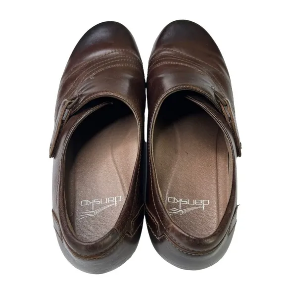 Dansko Franny Brown Milled Nappa Leather Slip On Comfort Shoes Womens Size 7.5-8