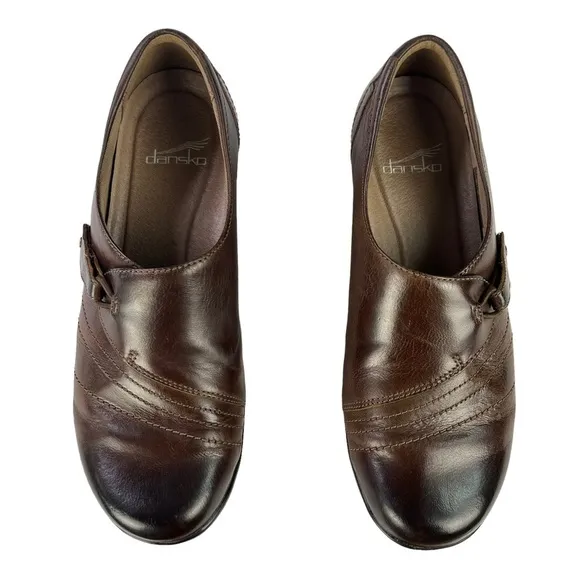 Dansko Franny Brown Milled Nappa Leather Slip On Comfort Shoes Womens Size 7.5-8