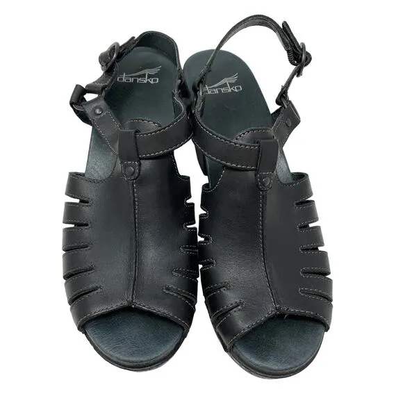 Dansko Randa Dress Sandals Womens 41 US 10.5-11 Black Leather Comfort Shoes